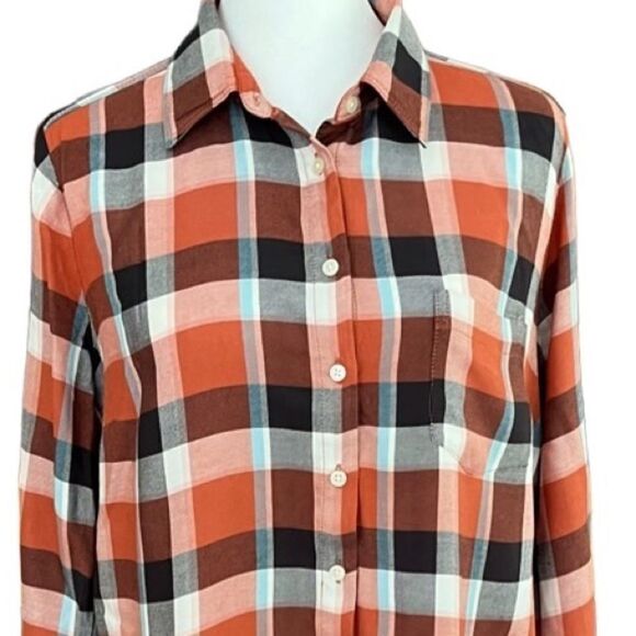 LOFT lightweight plaid button front shirt size S. - Picture 3 of 7